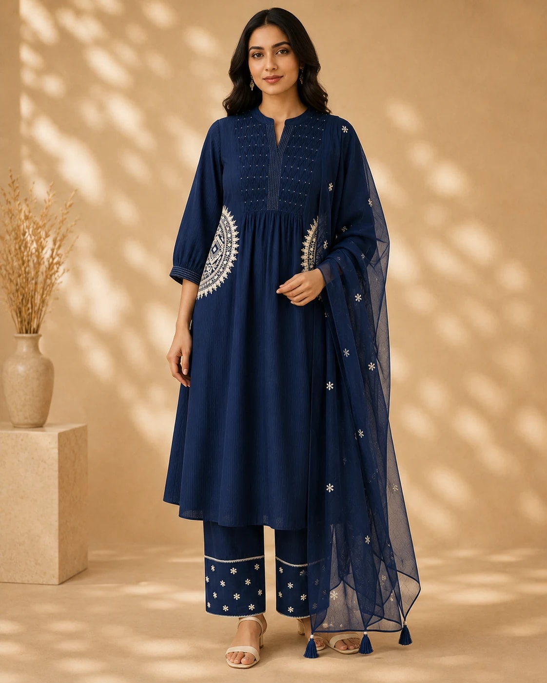 Yamuna Neel Anarkali Set – Full front