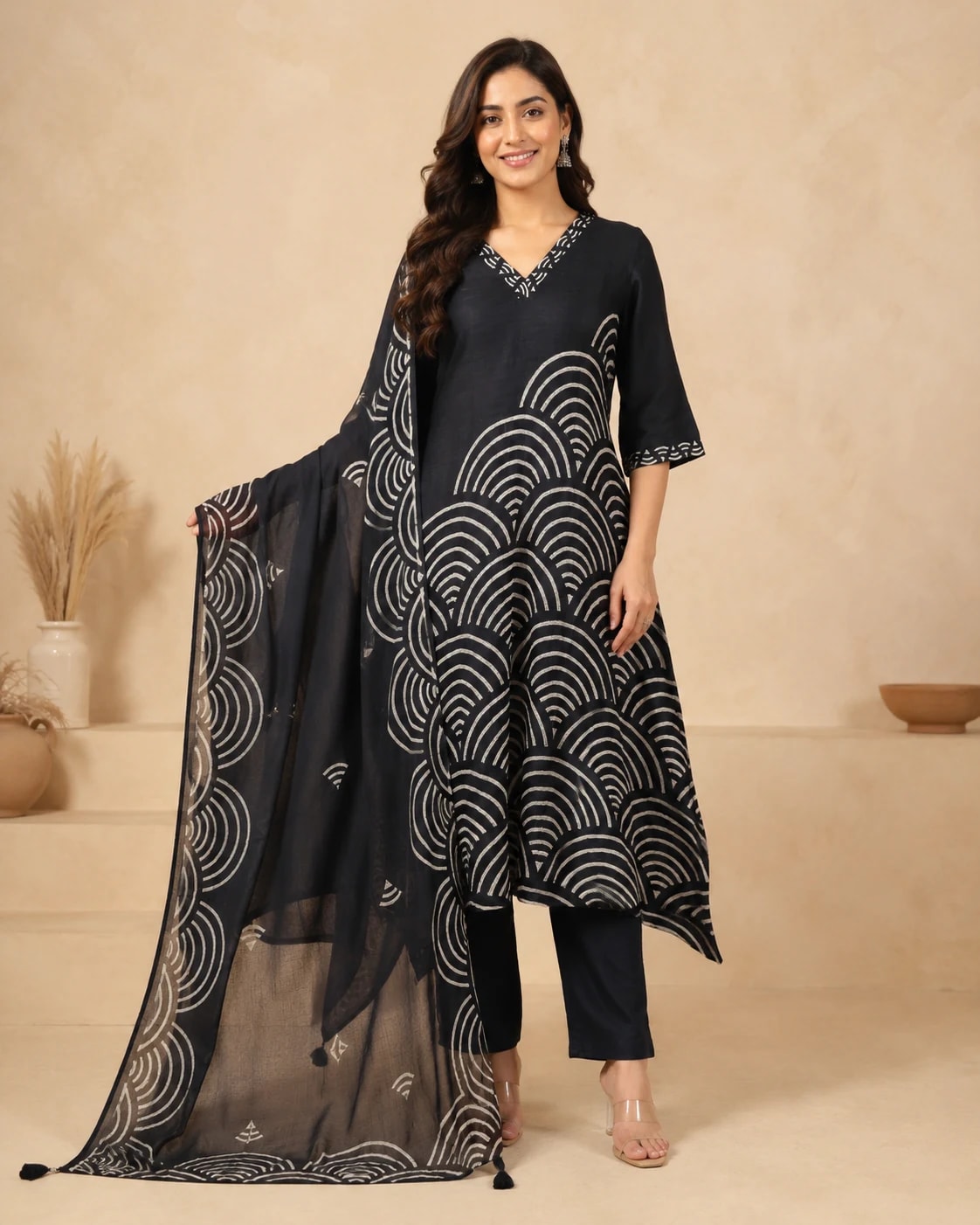 Tarangini Black Printed Kurta Set – Full front
