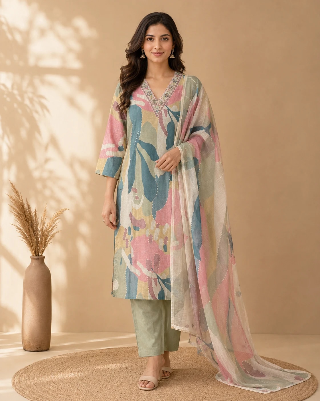 Kalini Pastel Kurta Set – Full front